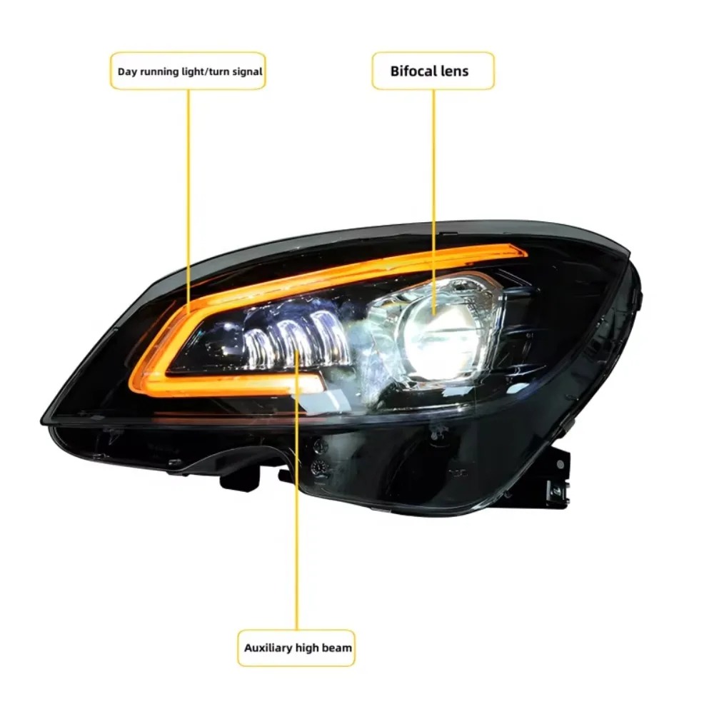 07-11 for  C-Class W204 Headlight Assembly C200C63 Modified LED Lens Daily Running Light Streamer Turn signal